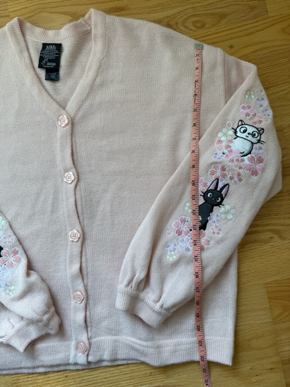 Kiki’s Delivery Service Cardigan Studio Ghibli Pink Embroidered Cat Sweater XL - Picture 9 of 11